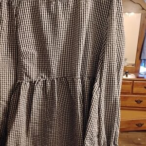SHEIN Black and White Checkered Blouse